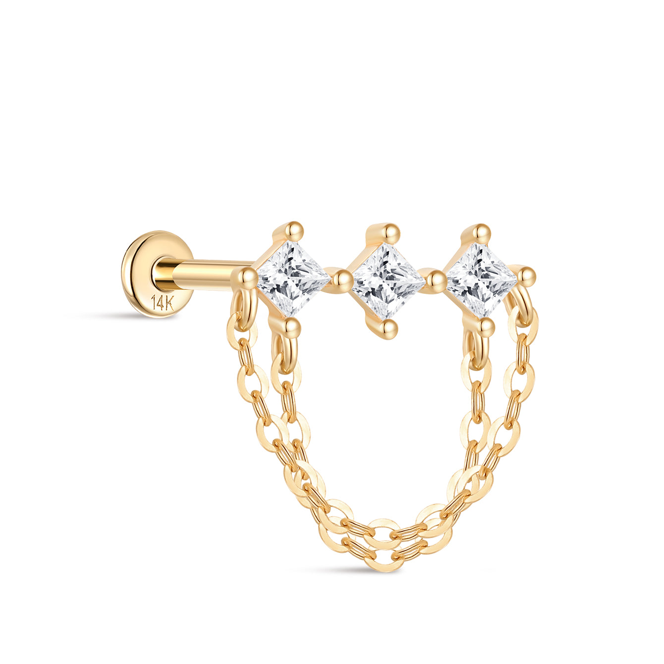 14K Solid Gold Single Row Of Claw-Set Tassels Flatback - Kosinerjewelry