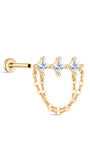 14K Solid Gold Single Row Of Claw-Set Tassels Flatback - Kosinerjewelry
