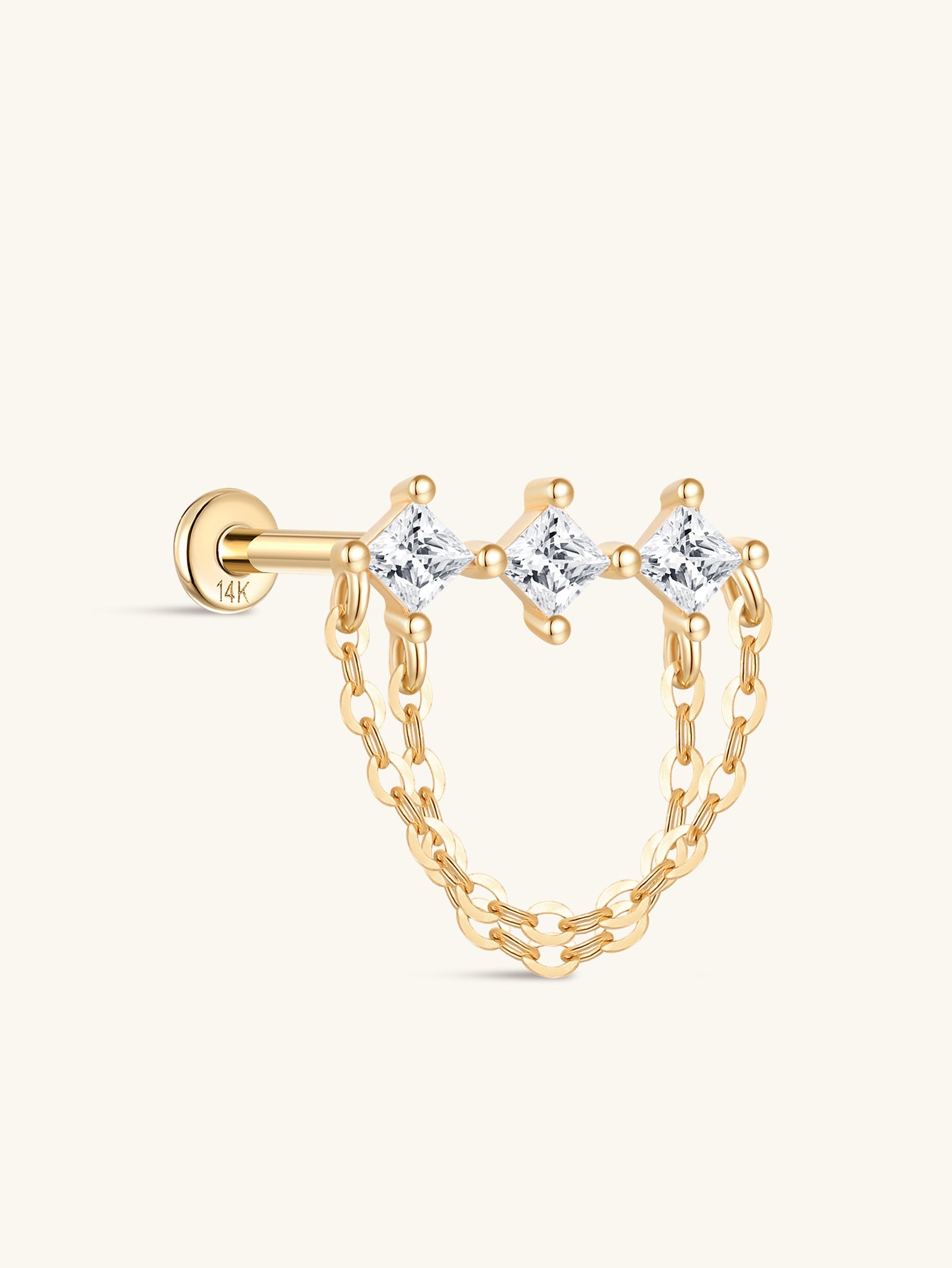 14K Solid Gold Single Row Of Claw-Set Tassels Flatback - Kosinerjewelry