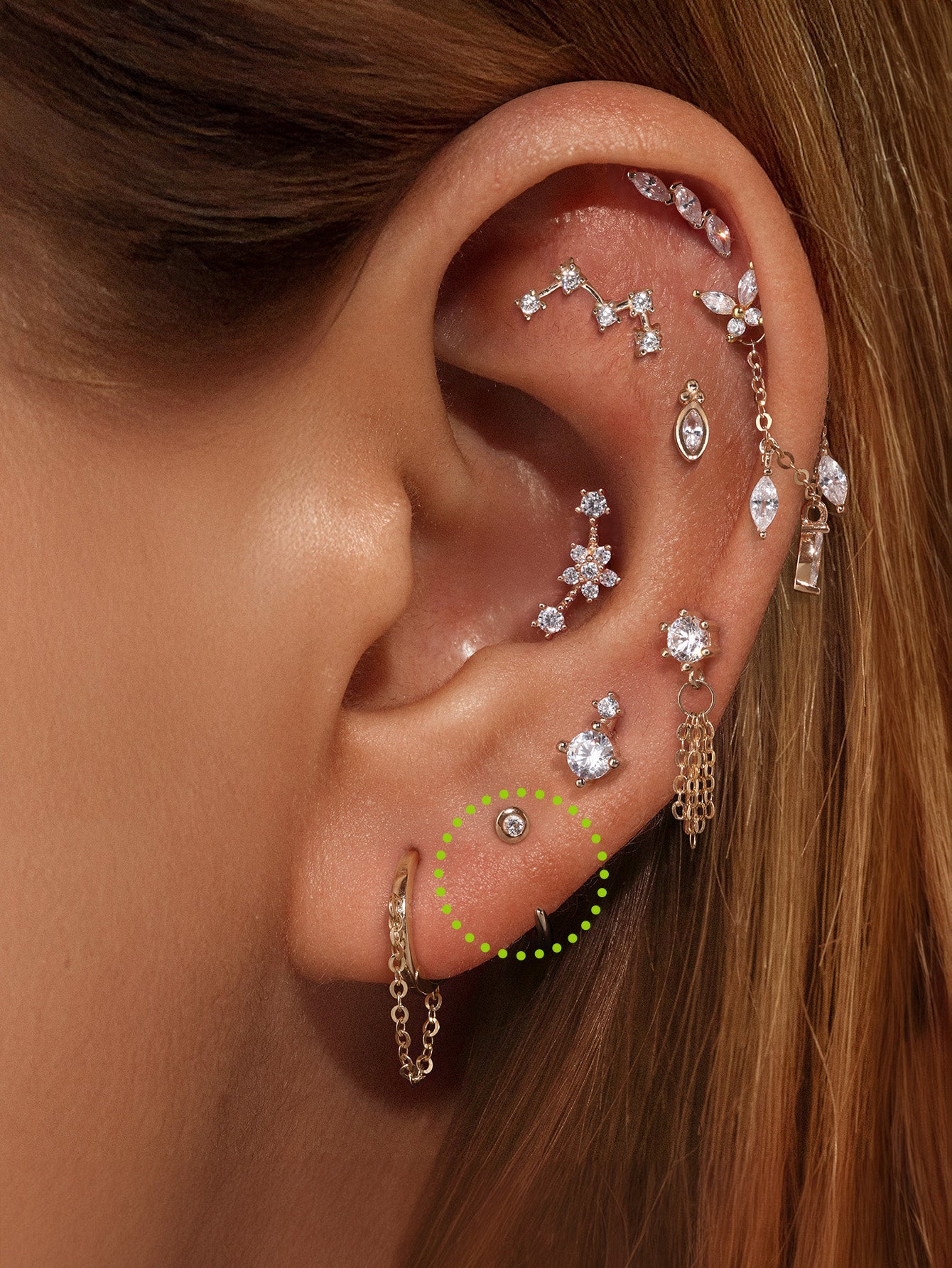 kosiner jewelry 14K Solid Gold Round Bezel Set Solitaire Open Huggie Earrings