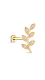 14K Solid Gold Leaf CZ Flat Back - Kosinerjewelry