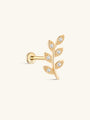 14K Solid Gold Leaf CZ Flat Back - Kosinerjewelry