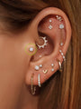 14K Solid Gold Opal Ear Piercing Stud - Kosinerjewelry