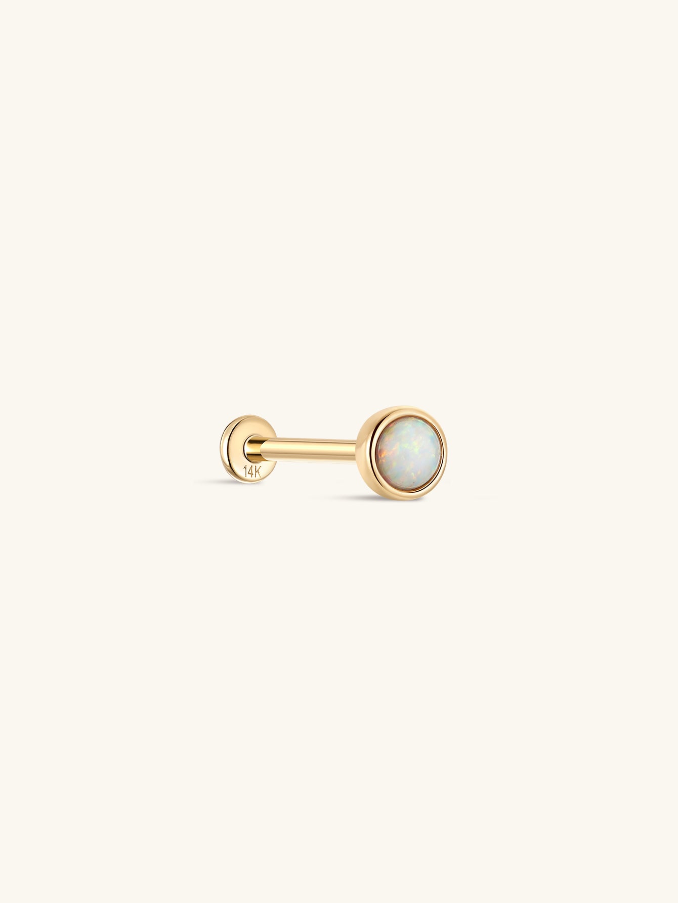14K Solid Gold Opal Ear Piercing Stud