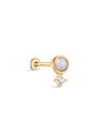 14K Solid Gold Single Opal Ear Piercing Stud - Kosinerjewelry