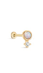 KOSINER 14K Solid Gold Opal & CZ Drop Flatback Piercing Ohrstecker