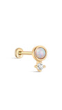 14K Solid Gold Single Opal Ear Piercing Stud - Kosinerjewelry
