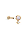 14K Solid Gold Single Opal Ear Piercing Stud - Kosinerjewelry