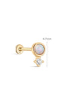 KOSINER Opal- und CZ-Ohrsteckerabmessungen, 6,7 mm, 14 Karat Gold