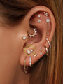 14K Solid Gold Single Opal Ear Piercing Stud - Kosinerjewelry