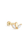 14K Solid Gold Marquise Ear Piercing Stud - Kosinerjewelry