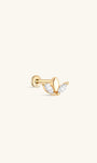 KOSINER 14K Gold Marquise Three-Stone Flatback Stud, Polished Design