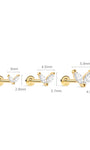 KOSINER Marquise CZ Flat Back Sizes, 3mm/4.5mm/5.9mm, 14K Solid Gold