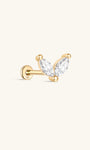 Marquise CZ in oro massiccio 14 carati con retro piatto - Kosinerjewelry