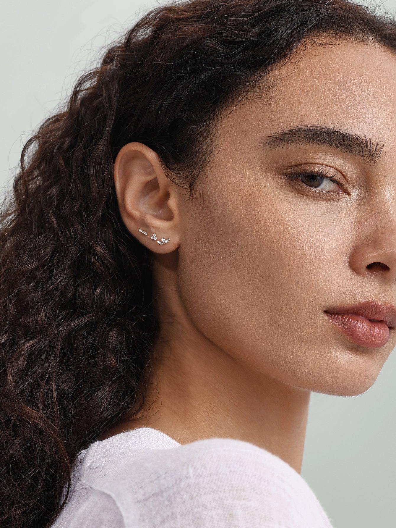 14K Solid Gold Bright Marquise Ear Piercing Stud