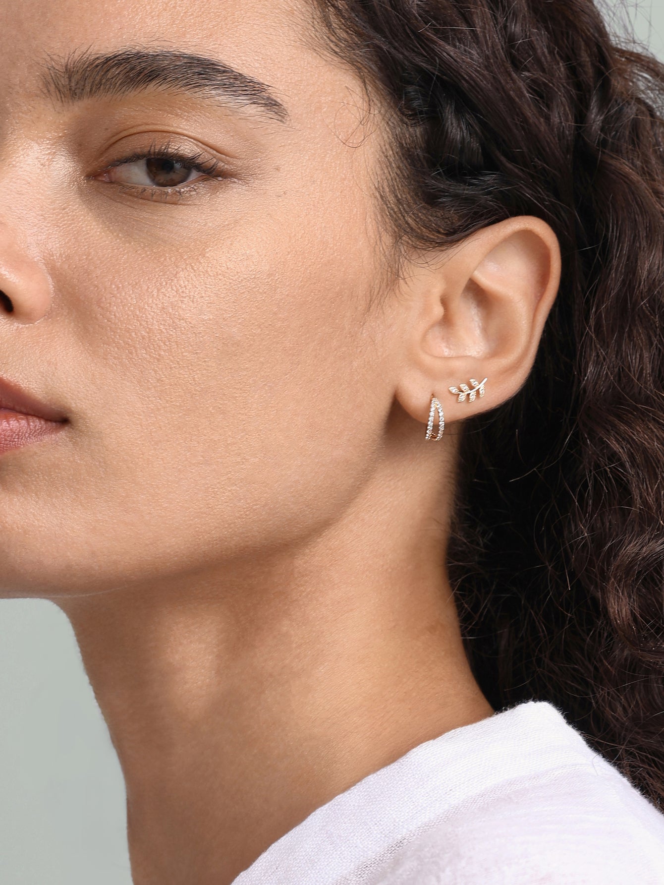 14K Solid Gold Leaf Fashion Flat Back