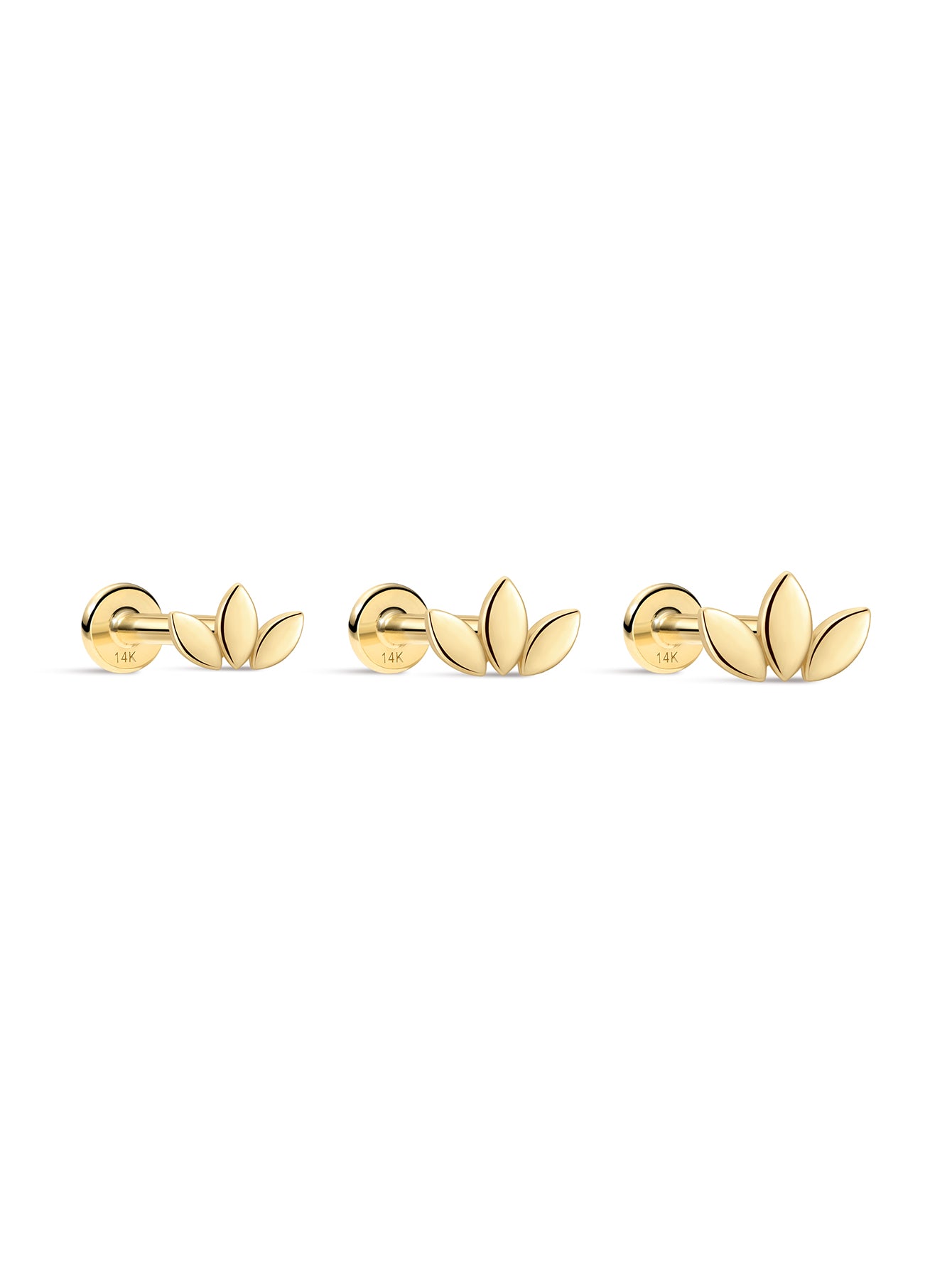 14K Solid Gold Bright Marquise Ear Piercing Stud
