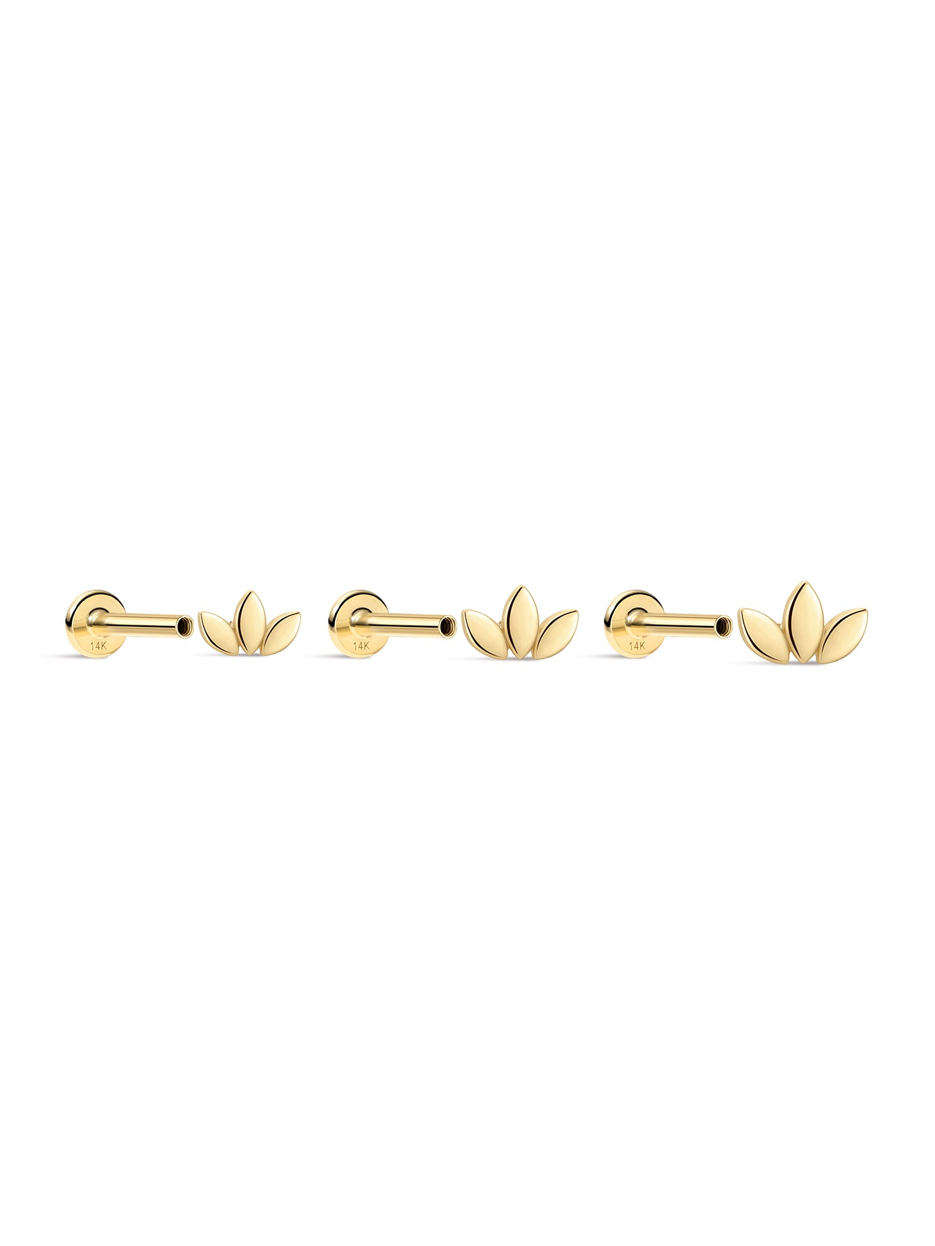 14K Solid Gold Bright Marquise Ear Piercing Stud
