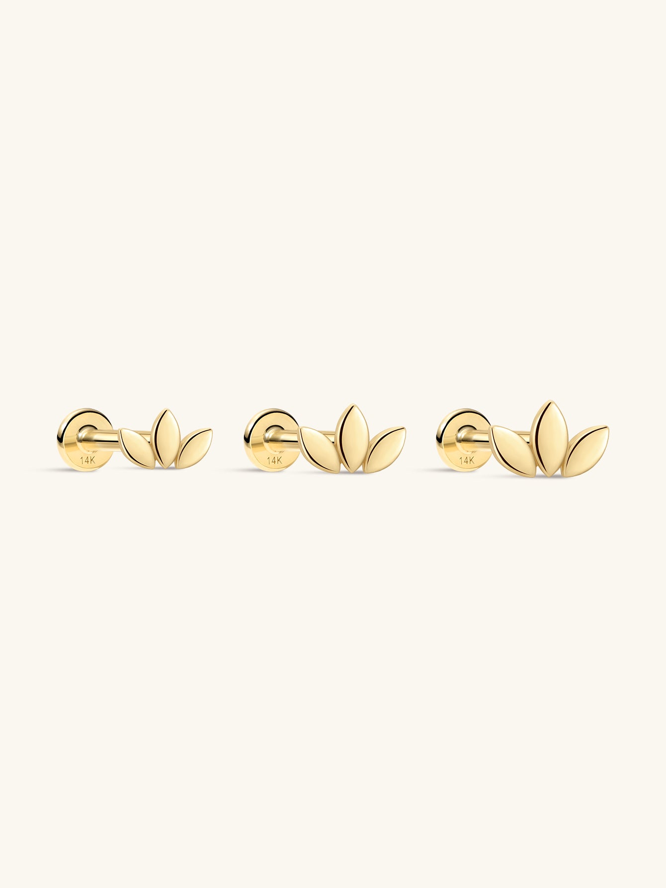 14K Solid Gold Bright Marquise Ear Piercing Stud