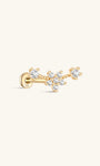 KOSINER 14K Gold Internally Threaded Flatback Piercing Stud with Multi-Crystal Flower Top