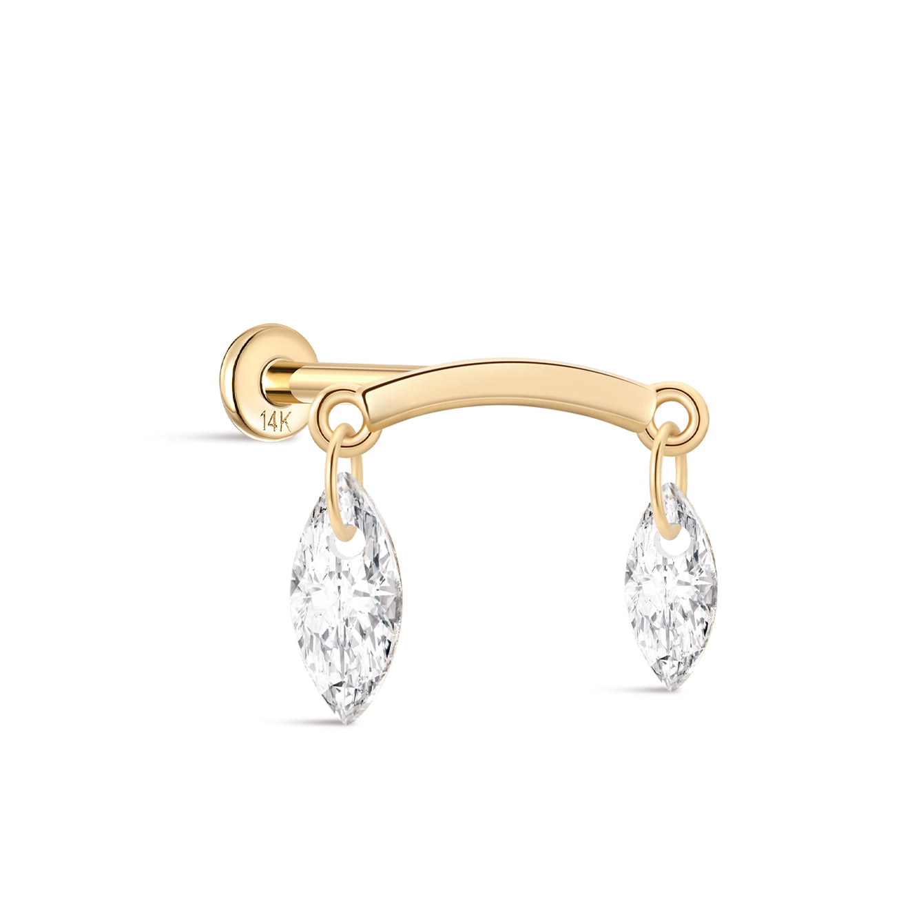 14K Solid Gold Marquise Earrings - Kosinerjewelry