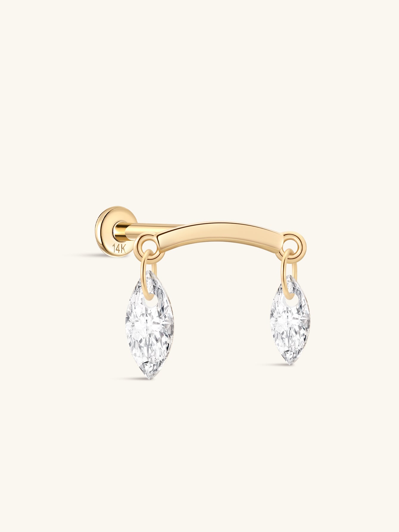 14K Solid Gold Marquise Earrings - Kosinerjewelry