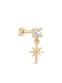 14K Solid Gold Eight-Pointed Star Flatback - Kosinerjewelry