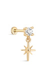 14K Solid Gold Eight-Pointed Star Flatback - Kosinerjewelry