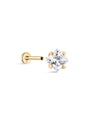14K Solid Gold Ultra Bright Square Ear Piercing Stud - Kosinerjewelry