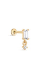 KOSINER - Piercing de oro macizo de 14 quilates con circonita cúbica y rosca interna