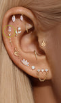 KOSINER Baguette CZ Dangle Stud en pila de oreja curada, desgaste de perforación de caracola