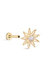 KOSINER Opal Sunflower Stud, Internally Threaded Flat Back Disassembled View, 14K Gold Top & Post