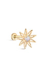 KOSINER 14K Solid Gold Opal Sunflower Flat Back Stud, Internally Threaded with Luminous Opal Center