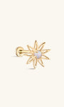 KOSINER 14K Solid Gold Opal Sunflower Flat Back Stud, Internally Threaded with Luminous Opal Center