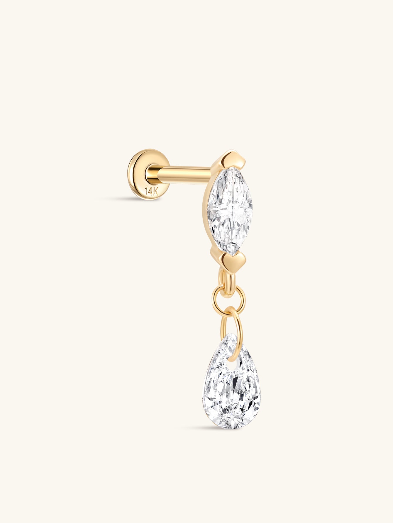 14K Solid Gold Horse Eye Flatback - Kosinerjewelry