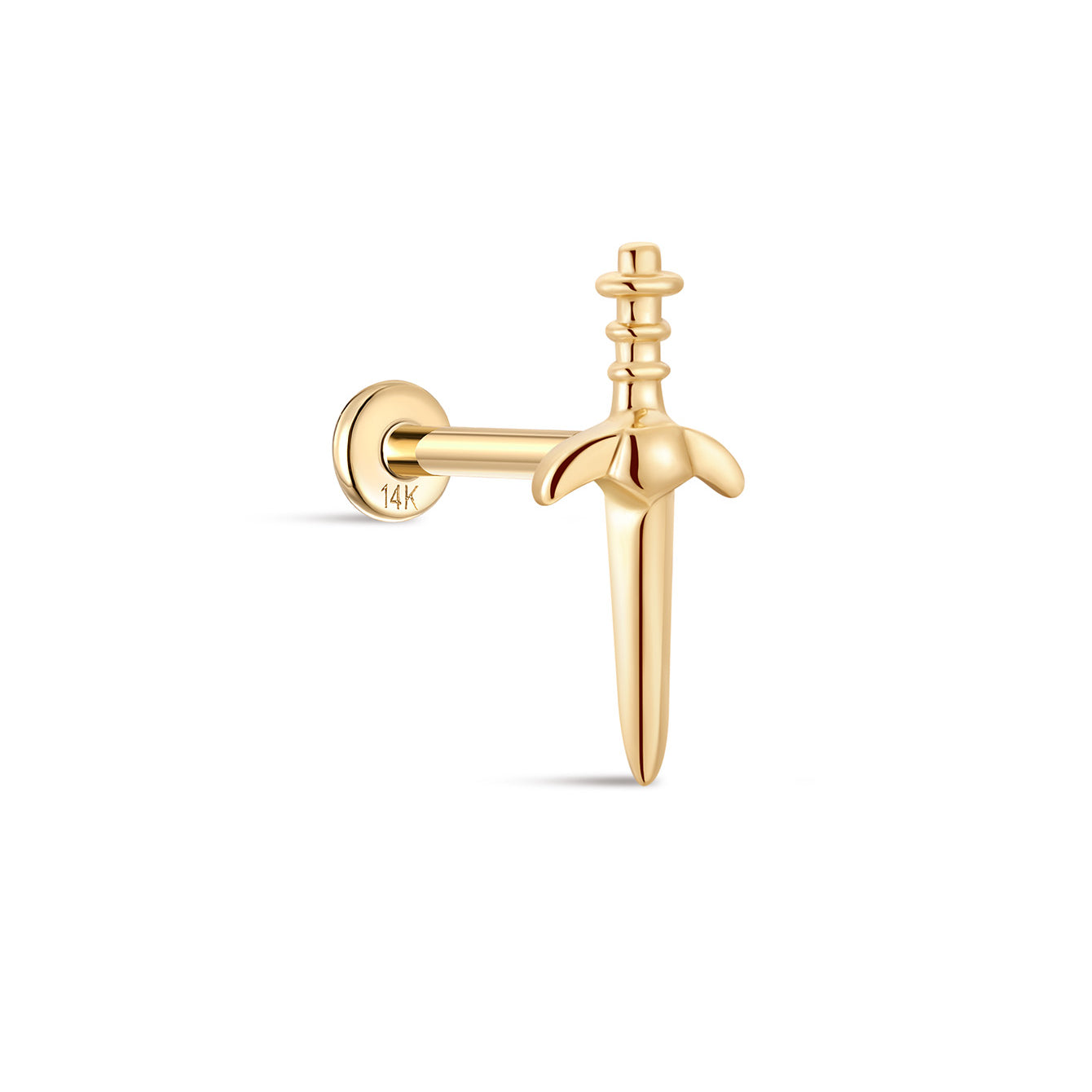 14K Solid Knife Ear Piercing Stud - Kosinerjewelry