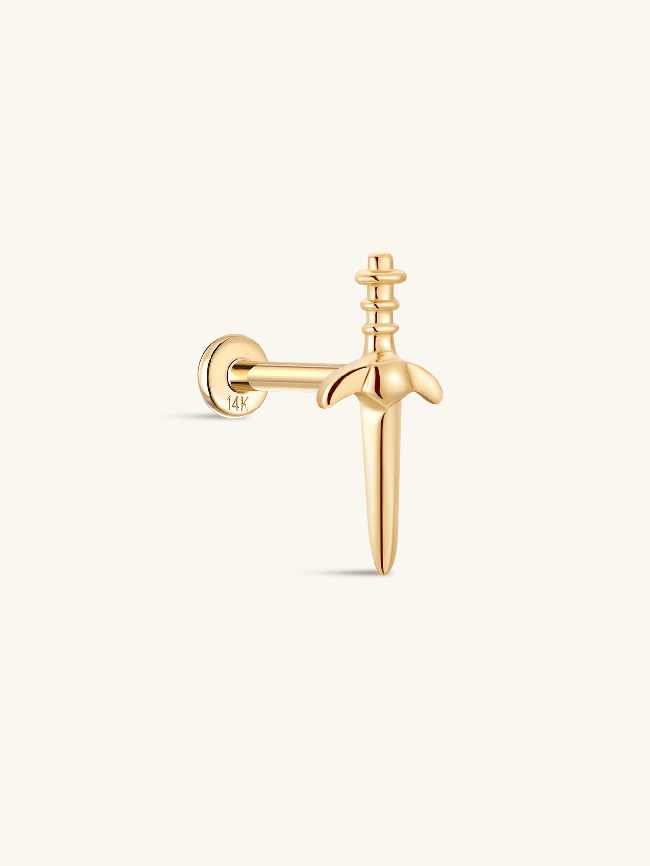 14K Solid Knife Ear Piercing Stud - Kosinerjewelry