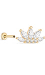 Corona de circonita marquesa de oro macizo de 14 quilates con parte trasera plana - Kosinerjewelry