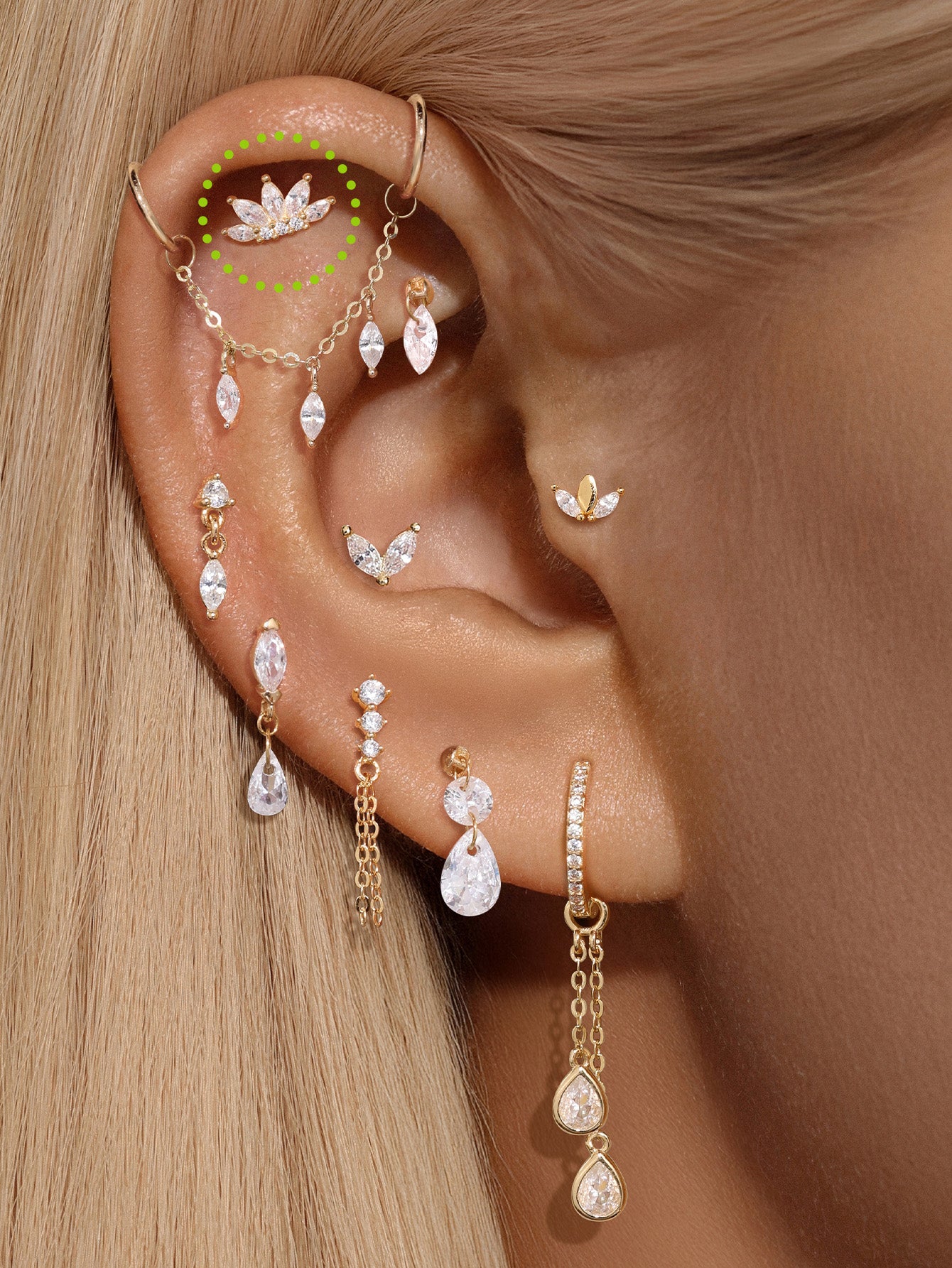 14K Solid Gold Marquise CZ Crown Flat Back - Kosinerjewelry