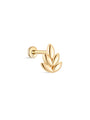 14K Solid Gold Glossy Leaves Flat Back - Kosinerjewelry
