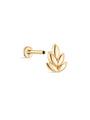 14K Solid Gold Glossy Leaves Flat Back - Kosinerjewelry