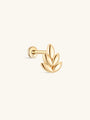 14K Solid Gold Glossy Leaves Flat Back - Kosinerjewelry