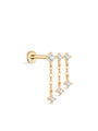 14K Solid Gold Multi-diamond Tassel Dhain Ear Piercing Stud - Kosinerjewelry