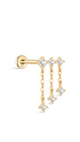 14K Solid Gold Multi-diamond Tassel Dhain Ear Piercing Stud - Kosinerjewelry