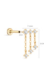 Dimensões do pino de borla multidiamante KOSINER, 7,1 mm x 14,2 mm, ouro 14K