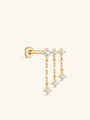 14K Solid Gold Multi-diamond Tassel Dhain Ear Piercing Stud - Kosinerjewelry