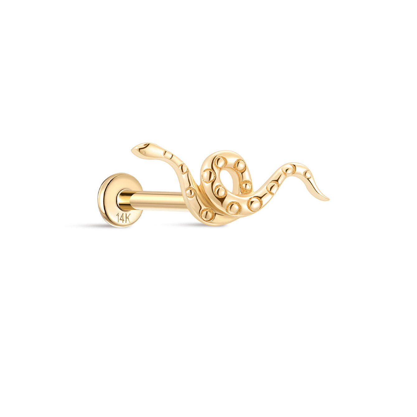 14K Solid Gold Snake Flatback - Kosinerjewelry