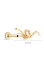 Dimensões do pino de cobra KOSINER, comprimento de 10,2 mm, calibre de 1 mm, ouro 14K