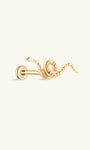 KOSINER 14K Ouro Maciço Snake Flat Back Stud, Rosca Interna com Design Intrincado de Serpente Enrolada