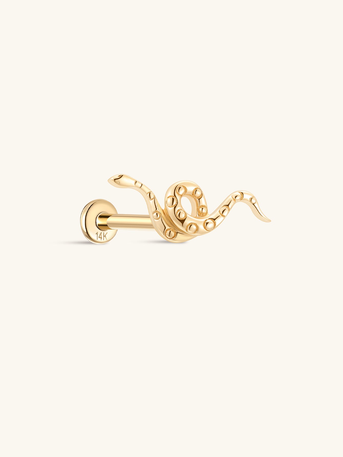 14K Solid Gold Snake Flatback - Kosinerjewelry